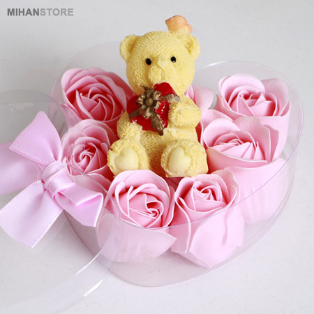 326010450 3 - پکیج کادویی خرس و گل عطری طرح Romantic
